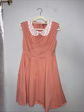 Acevog vtg 1950s inspired peach zip up dress w flaws